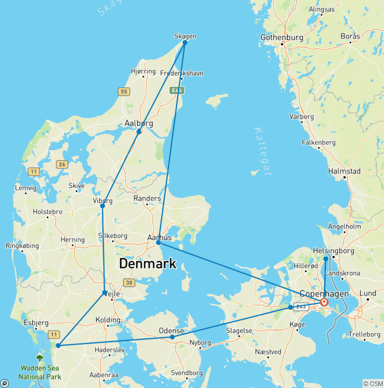 Map of Surprising Castles of Denmark