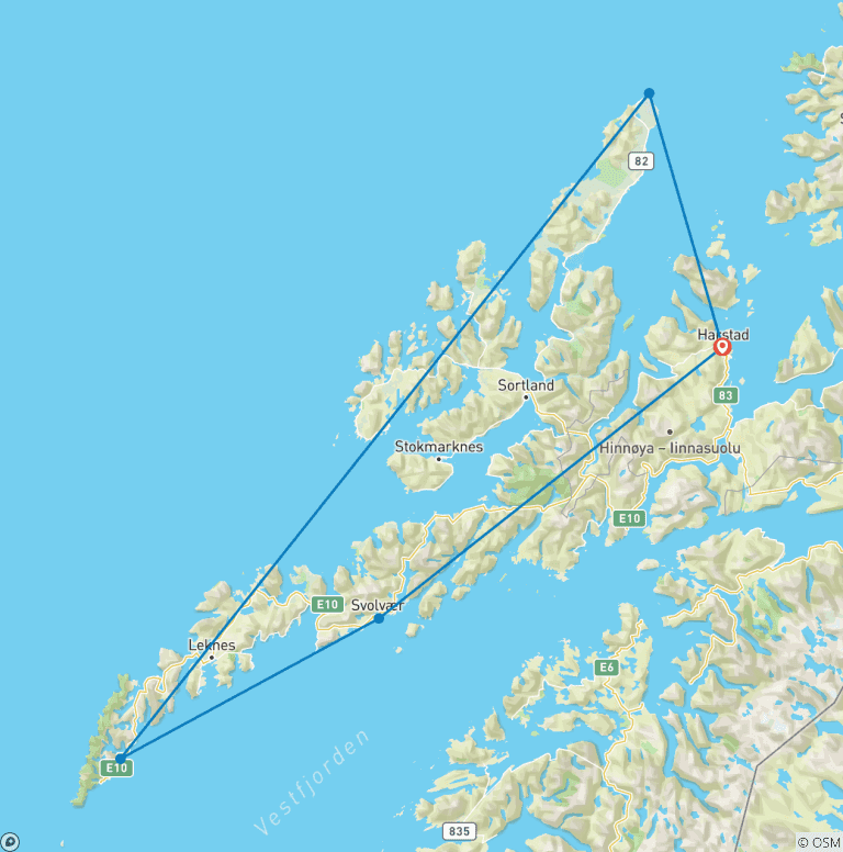 Map of Incredible Lofoten Islands ( Harstad, Andenes, Reine & Svolvær)