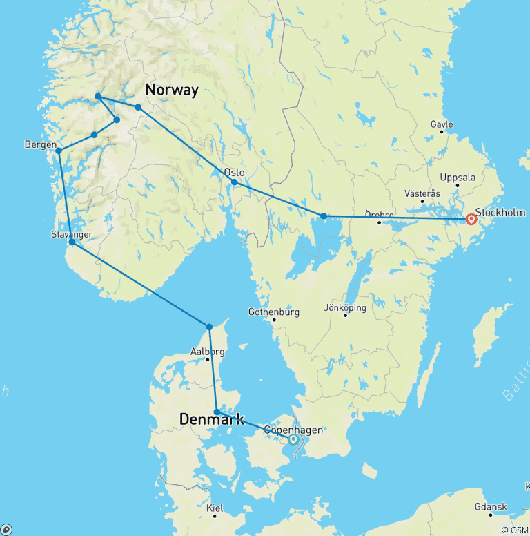 Map of Treasures of Scandinavia 10 Day
