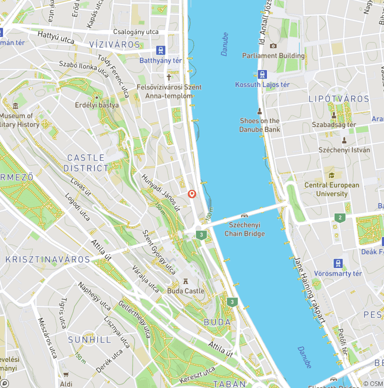 Map of 4 Day Budapest Including Danube Bend Day