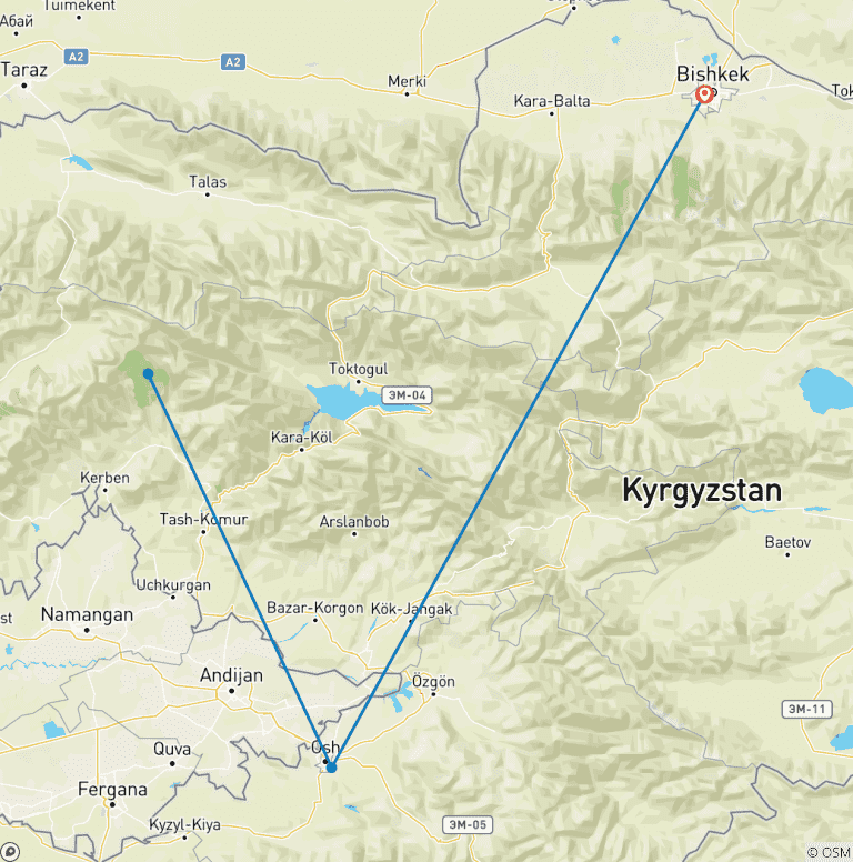 Map of Trekking to lake Sary-Chelek