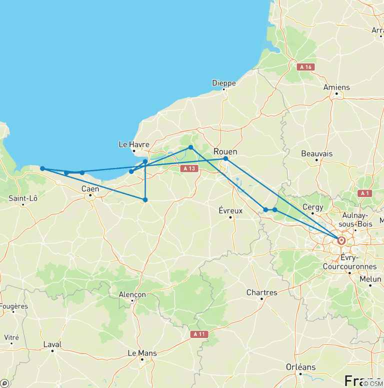 Map of Authentic Normandy: Charming Villages, Traditional Food, and Classic Sites (port-to-port cruise)