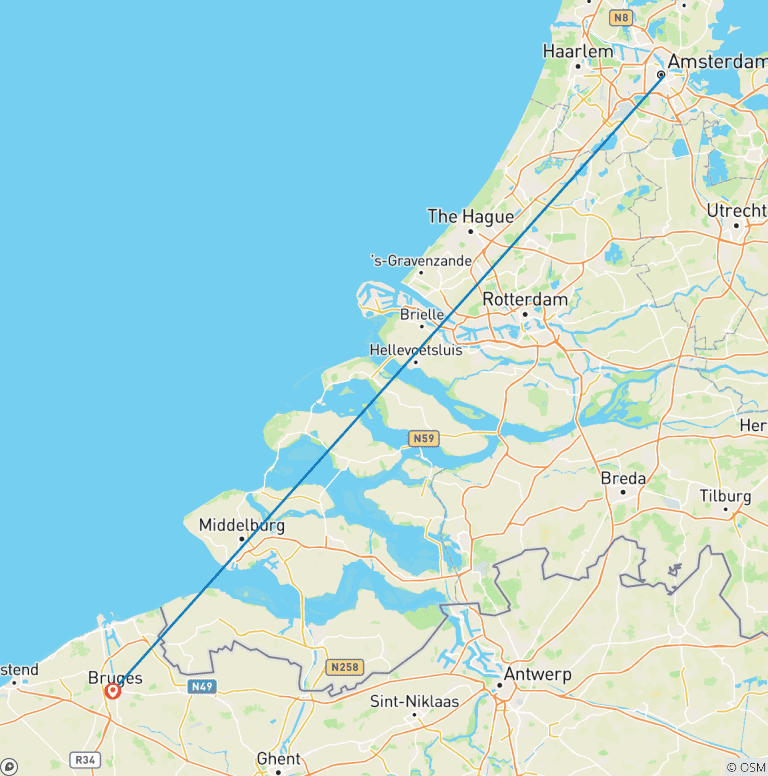 Map of Trip to Amsterdam & Brugge