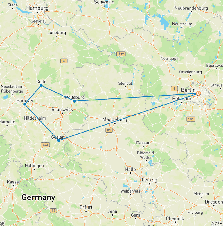 Map of Northern Germany with Berlin