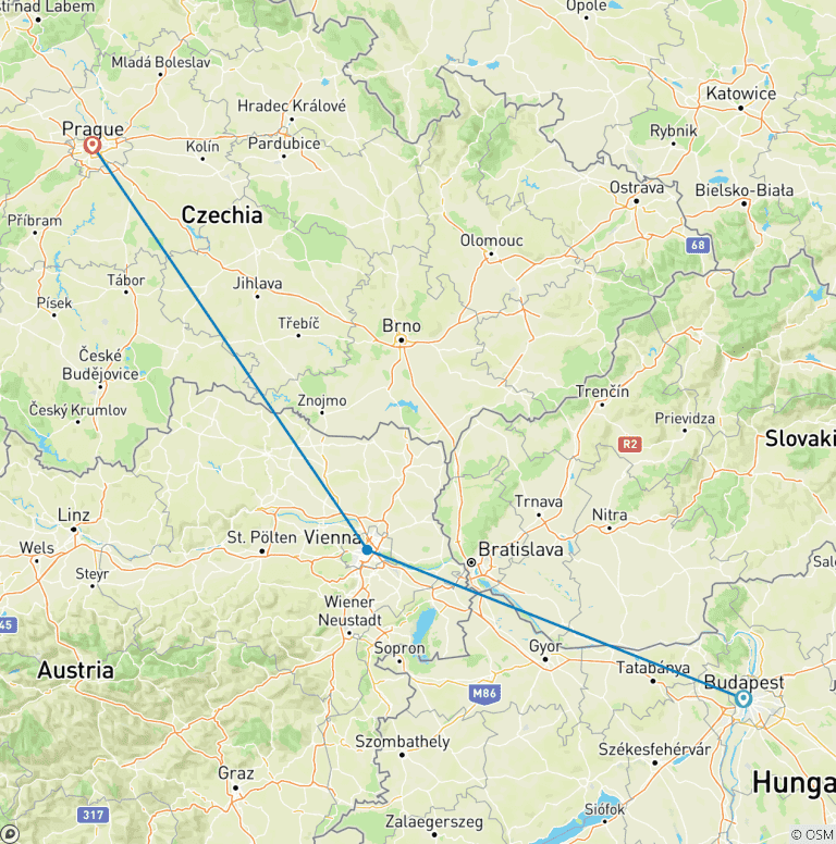 Map of Discover Budapest, Vienna & Prague Privately