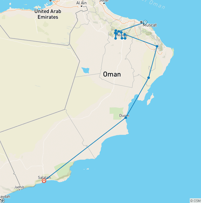 Map of Oman Desert Odyssey