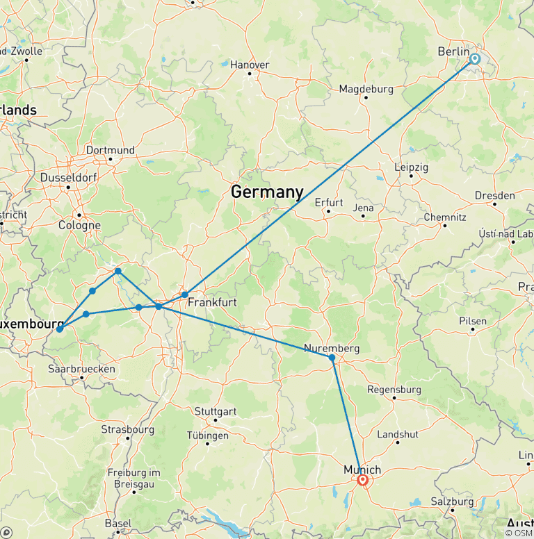 Map of Highlights of Germany & Legendary Rhine & Moselle