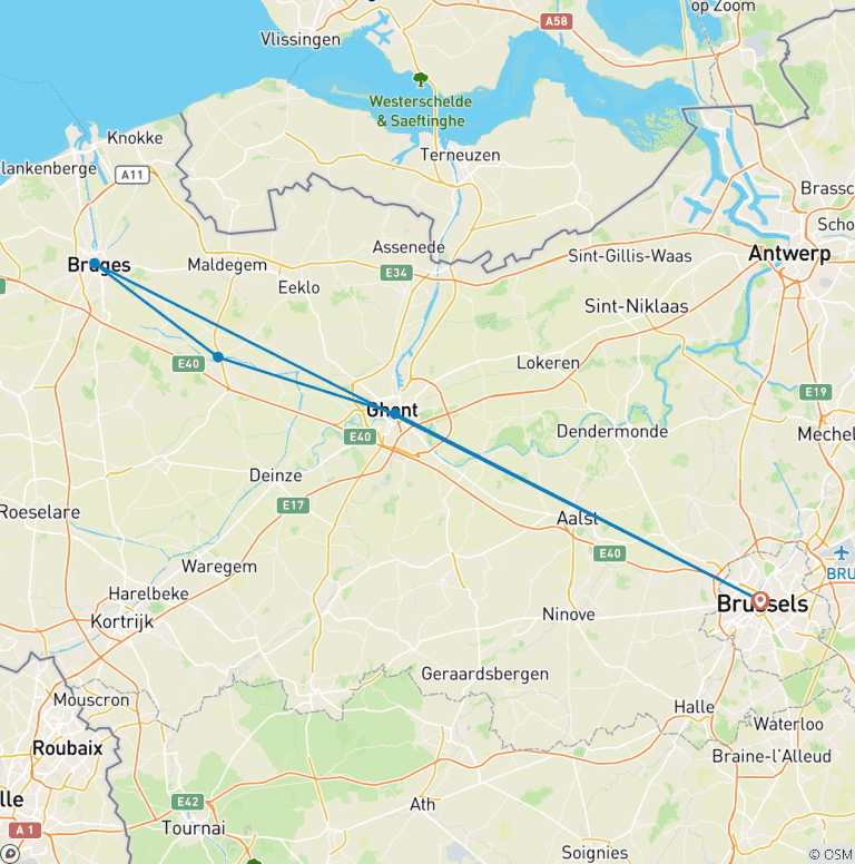 Map of An Enchanting Christmas Getaway between Ghent and Bruges (port-to-port cruise)