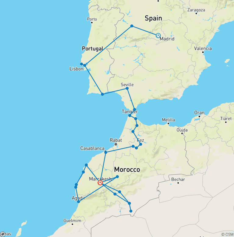 Map of Spain, Portugal & Morocco Encompassed