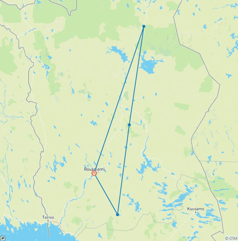 Map of Finland  Highlights & Arctic Adventure with Northern Lights & Glass Igloo