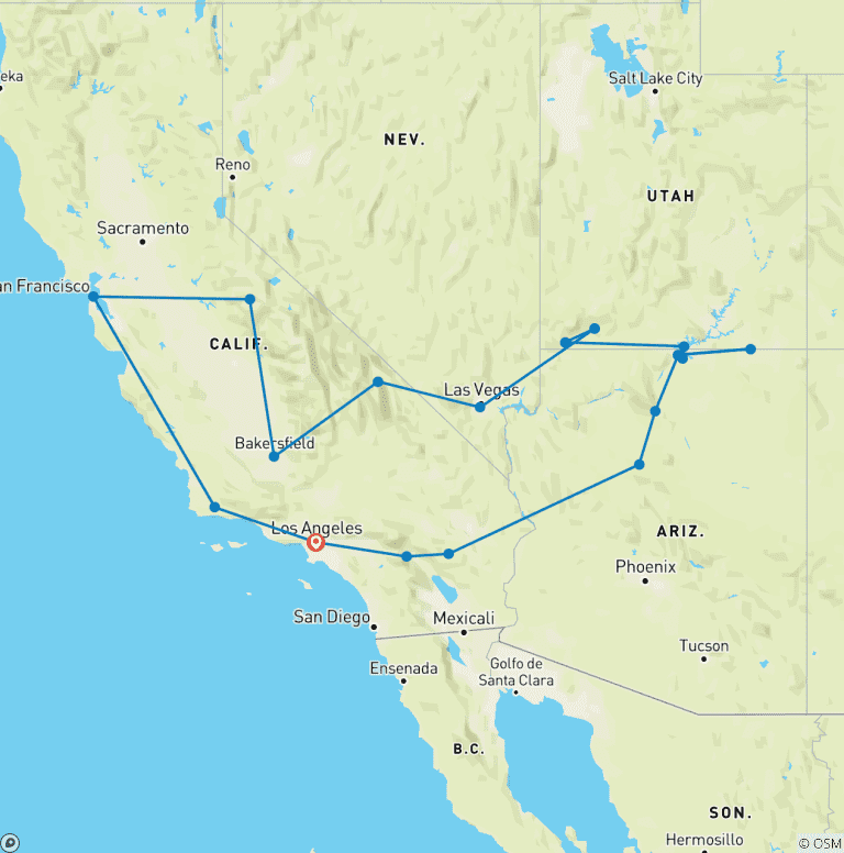 Map of California Dreamin': Canyons, Casinos & Coastal Vibes (21 destinations)