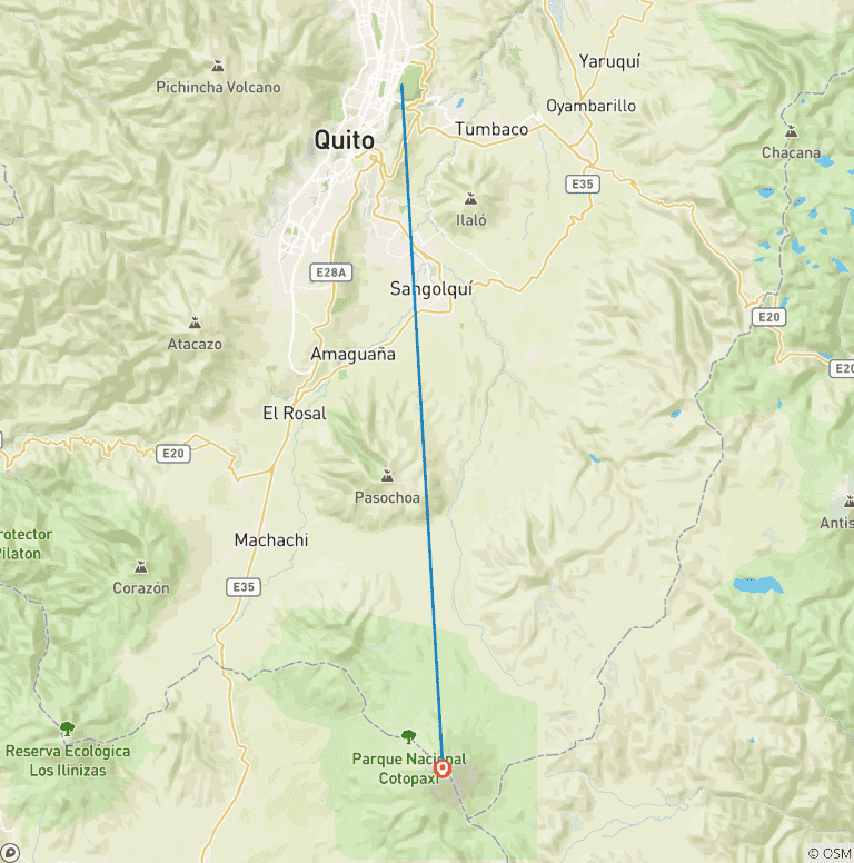 Map of Cotopaxi Volcano Trek