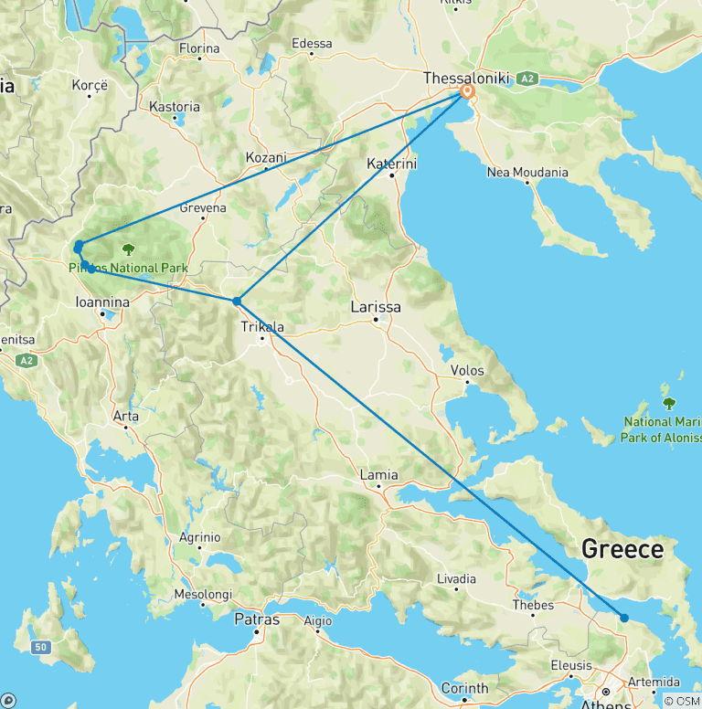 Map of The Great Northern Traverse: Discover Meteora, Zagori And Prespes