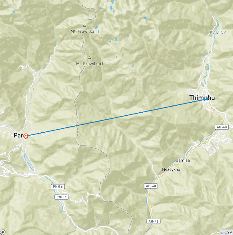Map of Beauty of Bhutan in 3 Days