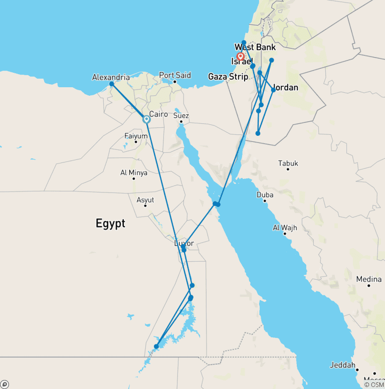 Map of Budget Felucca Explorer, Jordan & Israel - 18 days