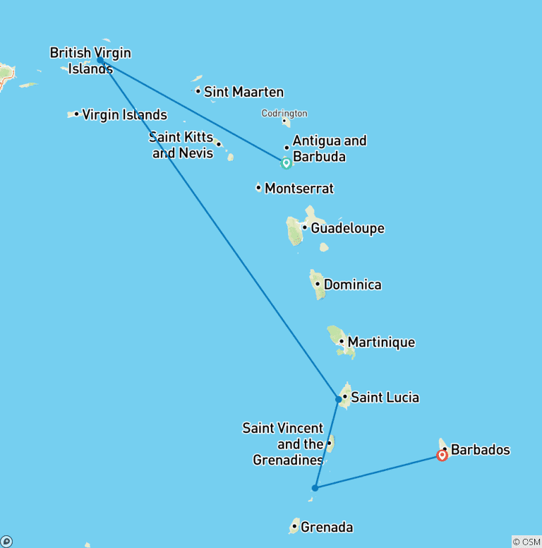 Map of Splendours of the Caribbean
