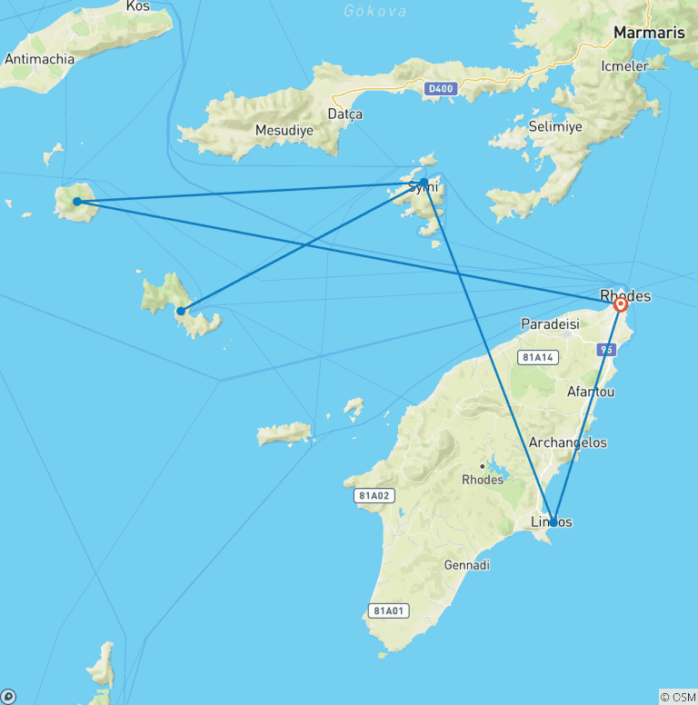 Map of Hiking Greece's Dodecanese Islands
