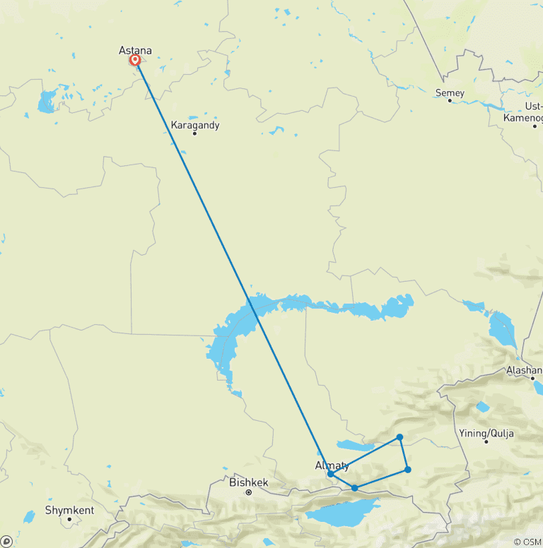 Map of Tailor-Made Classic Kazakhstan Tour, Private Guide & Daily Starts