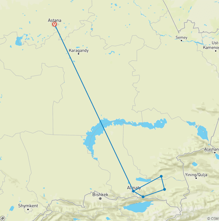 Map of Tailor-Made Classic Kazakhstan Tour, Private Guide & Daily Starts