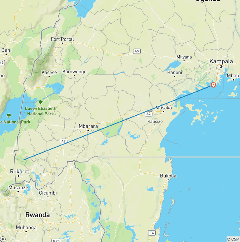 Map of 3-Day Uganda Fly to Bwindi-in Gorilla Tour