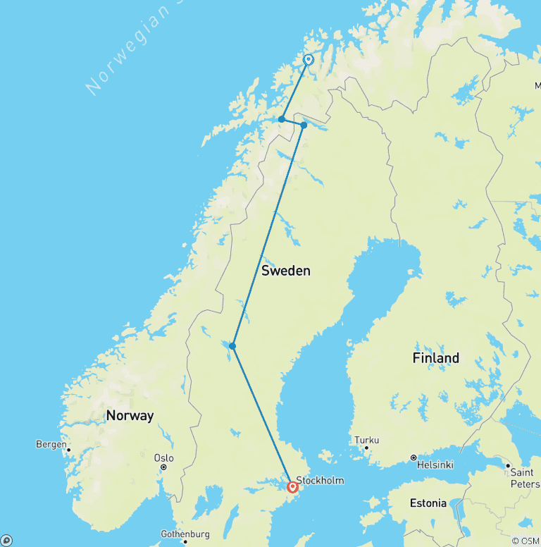 Map of Northern Sweden by Rail
