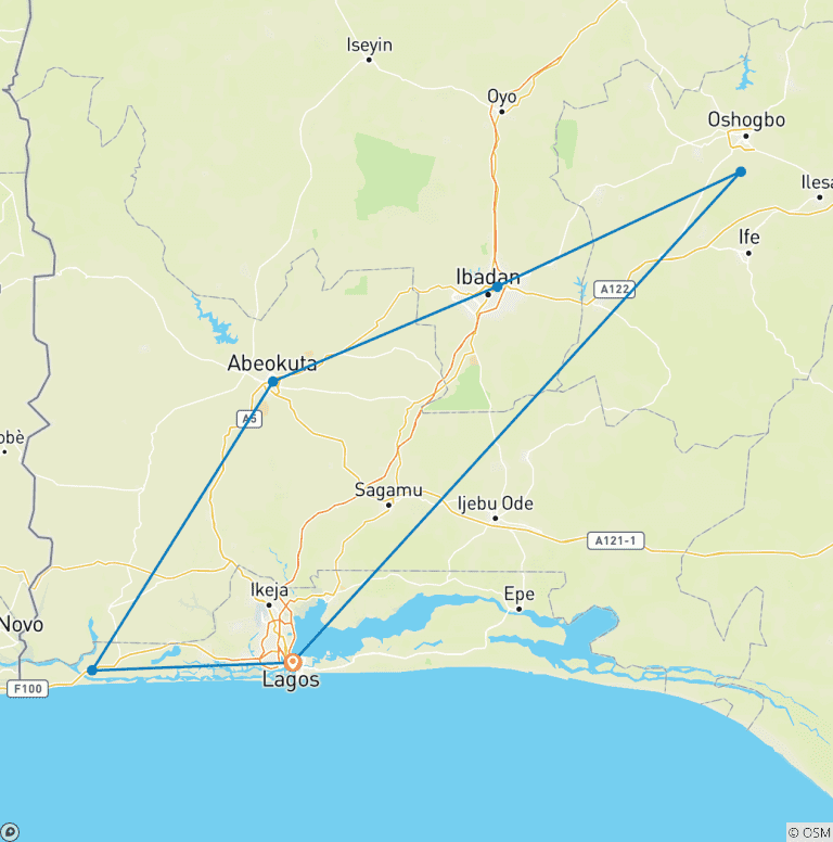 Map of Explore Wonders of Southwest Nigeria 7 Days