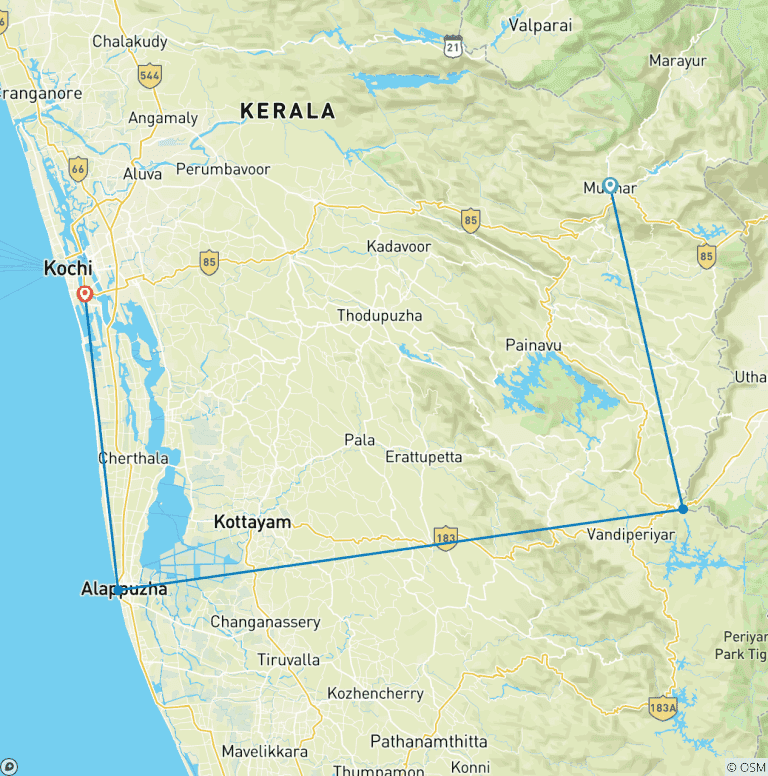 Map of Explore Kerala with Detox and Rejuvenation Ayurvedic Therapy