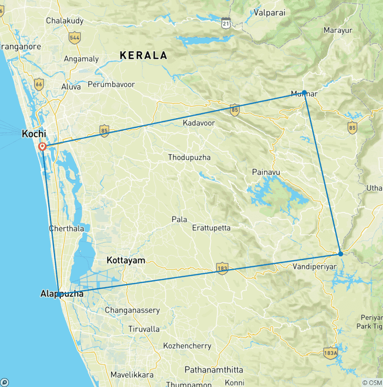 Map of Explore Kerala with Weight Reduction Ayurvedic Therapy