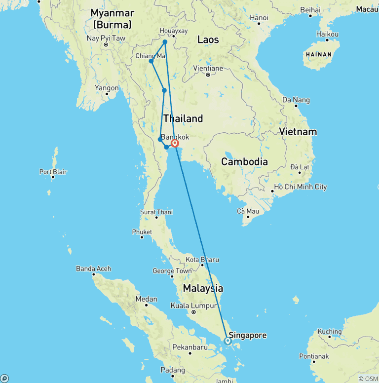 Map of Enchanting Thailand with Singapore