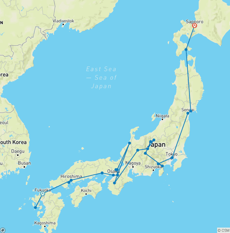 Map of Japan by Rail