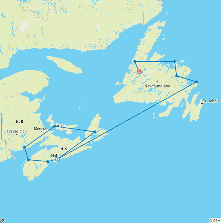 Map of Eastern Canada: Highlights of the Maritimes & Newfoundland