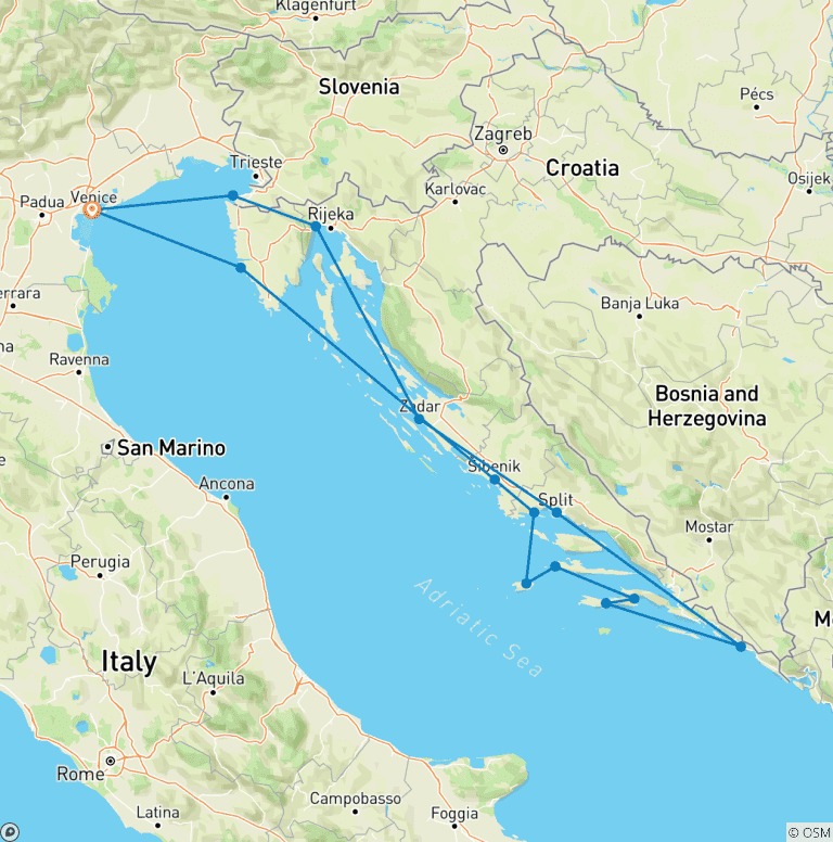 Map of Discover the Best of the Croatian Coast 2027|2028 - 15 Days (28 destinations)