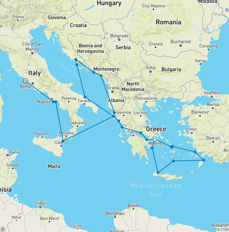 Map of Epic Voyage: Athens to Rome