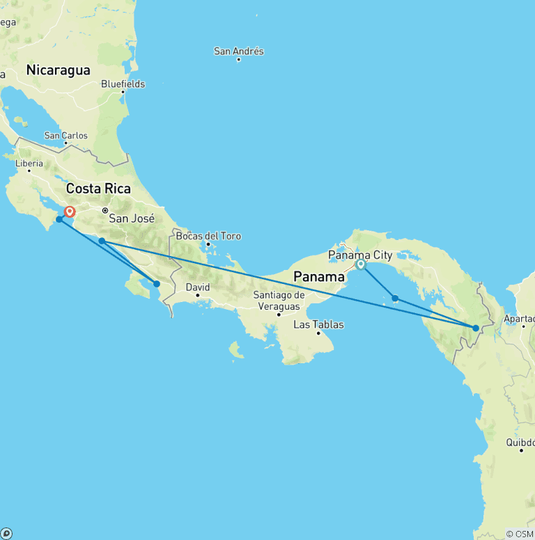 Map of Coastal Adventures: Panama & Costa Rica