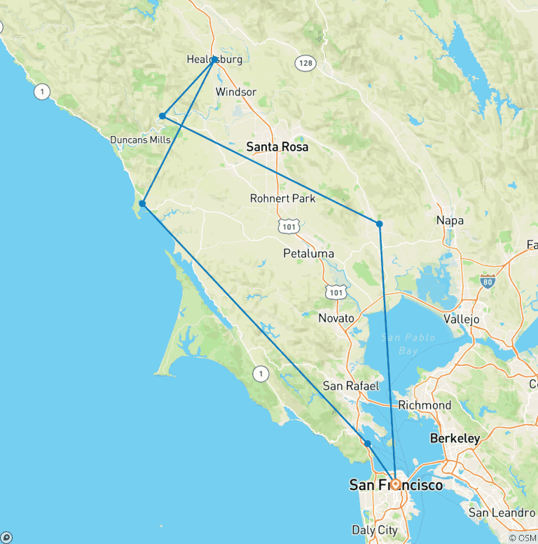 Map of San Francisco, Redwoods & Vineyards (Women Only)  - 5 days