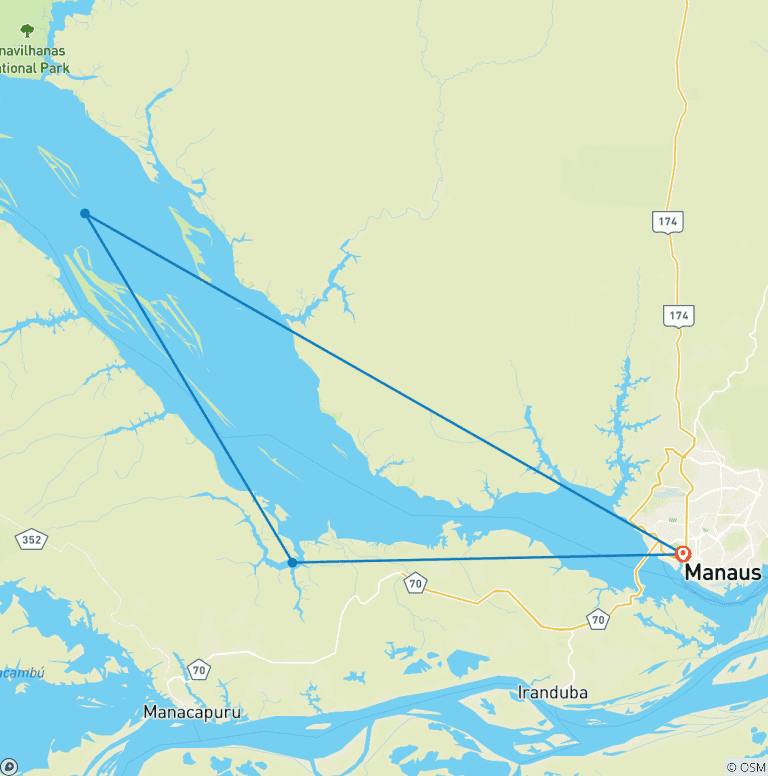 Map of Along the Amazon and the Rio Negro, An Exclusive Cruise through Pristine and Hidden Nature (port-to-port cruise)