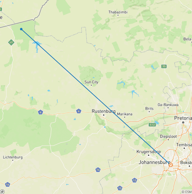 Map of 3-Day Madikwe Big Five Safari –African Adventure