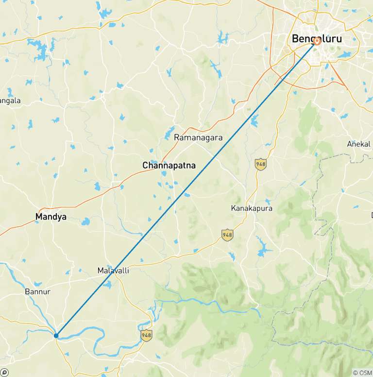 Map of 2 Night 3 Days Kabini Tour From Bangalore