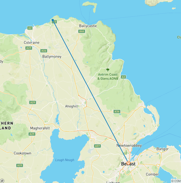 Map of 5 Days in Belfast: Discover Thrones, Titanic & the Causeway
