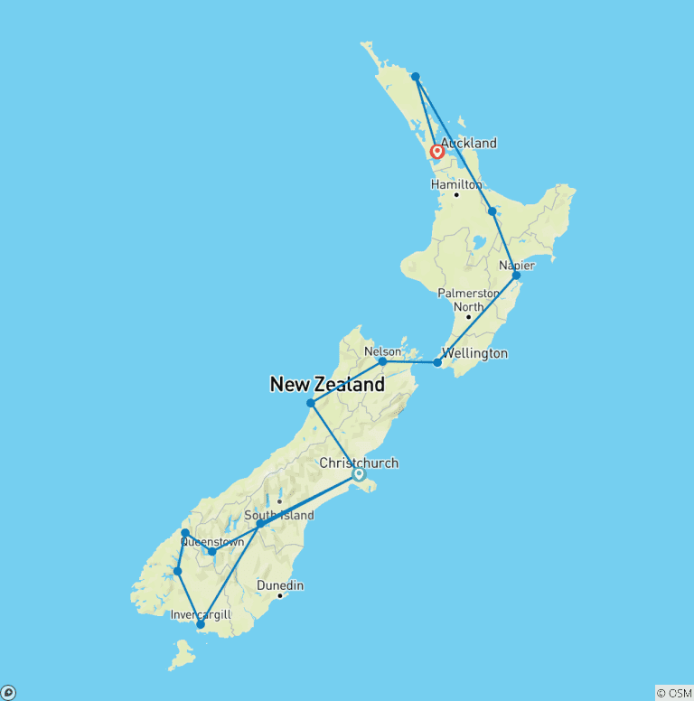 Map of Spirit of New Zealand (Small Group, 2027/2028)