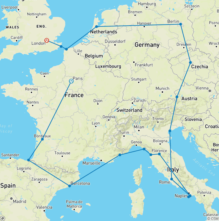 Map of European Quest (Standard, Summer ( Until Mar '27), Start Paris, Classic)