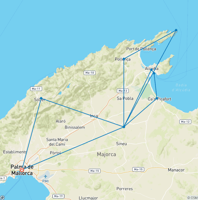 Map of The Most Beautiful Spots in Mallorca