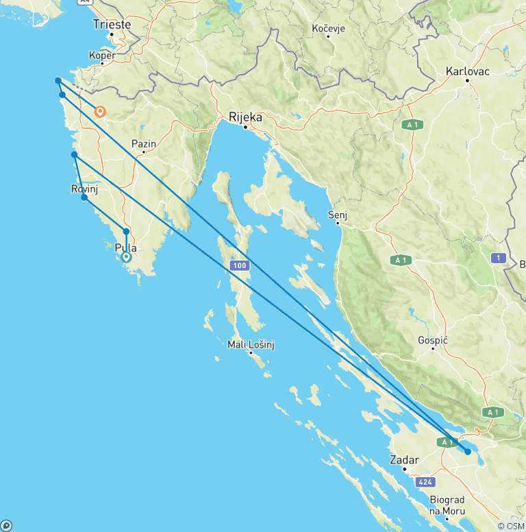 Map of Istria - the wine route