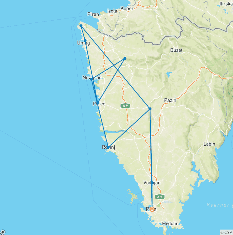 Map of Istria - the wine route