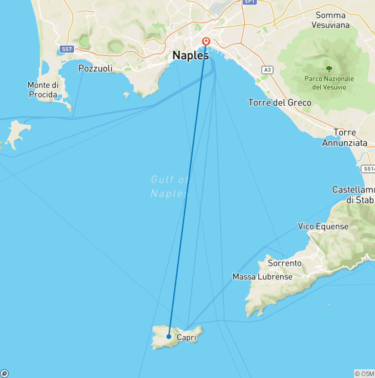 Map of Coastal Treasures: Naples to Capri in 7 Days