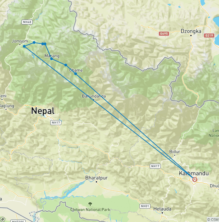 Map of Annapurna Circuit Trek