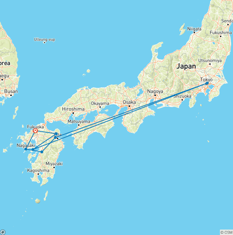 Map of Highlights of Japan - Kyushu Island