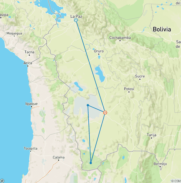 Map of Echoes of the Andes: 7 Days in La Paz & Uyuni