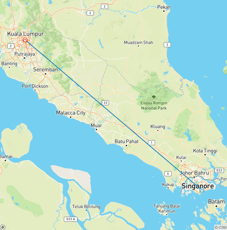 Map of Metropolis to Paradise: Singapore, Kuala Lumpur & Pangkor Laut in Style