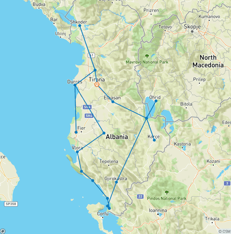 Map of Fascinating Albania (22 destinations)